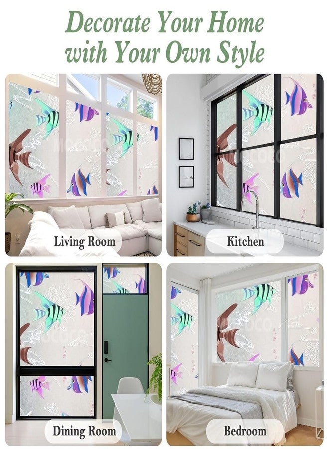 MOCOCO ملصق زجاجي ملون فاخر من الفينيل من MOCOCO (24 × 48 بوصة) - فيلم زخرفي ذاتي اللصق، ورق جدران معتم لتغطية الزجاج والنوافذ والأبواب والمكاتب والمنازل. | مضاد للأشعة فوق البنفسجية. سمكة حوض السمك - Image 5